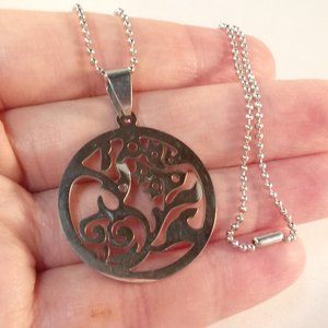 Mens Silver Stainless Steel Carved Design Chain Necklace 24" Party Gift